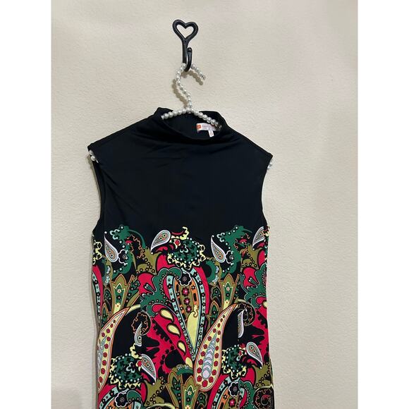 Jude Connally Dress Size Small Colorful Paisley Sleeveless Stretch Shift USA - Picture 2 of 11